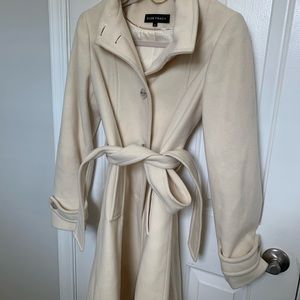 Ellen Tracy Women’s Wool Belted Peacoat - ivory, new